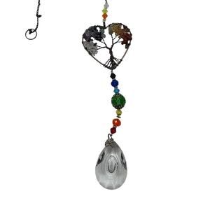 SUNCATCHER TREE OF LIFE HEART SHAPE SEMI PRECIOUS STONES CHAKRA COLORS